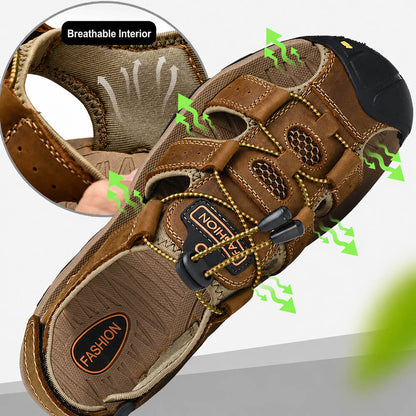 Men’s Outdoor Closed-Toe Hiking Sandals with Arch Support & Toe Protection