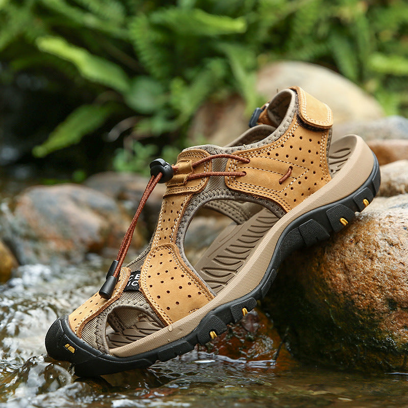 Men’s Outdoor Hiking Sandals with Adjustable Bungee Laces