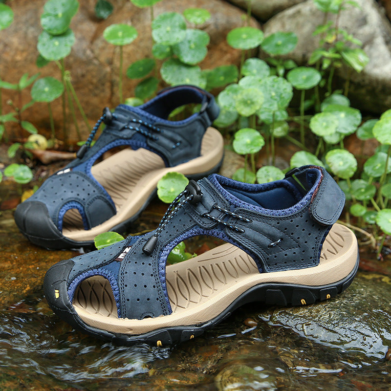 Men’s Outdoor Hiking Sandals with Adjustable Bungee Laces