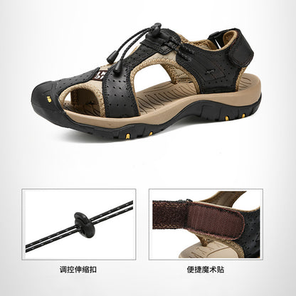 Men’s Outdoor Hiking Sandals with Adjustable Bungee Laces