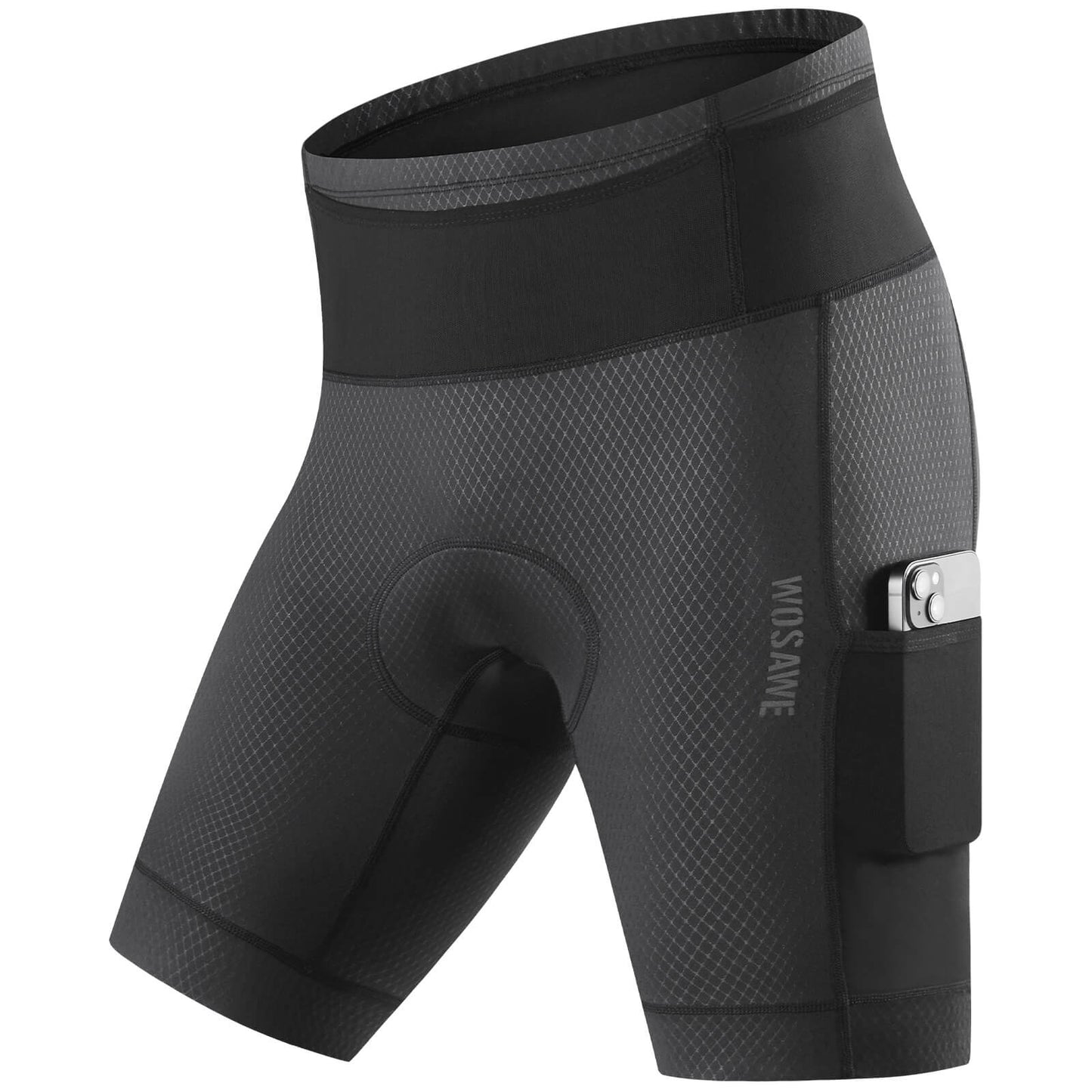 Men’s Padded Cycling Shorts with Pockets – High Waist Compression Bike Shorts