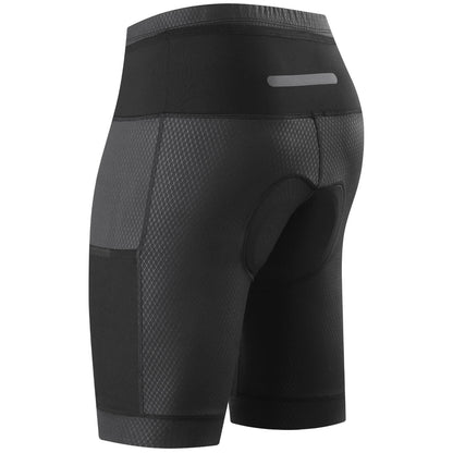 Men’s Padded Cycling Shorts with Pockets – High Waist Compression Bike Shorts