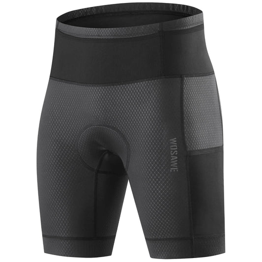 Men’s Padded Cycling Shorts with Pockets – High Waist Compression Bike Shorts