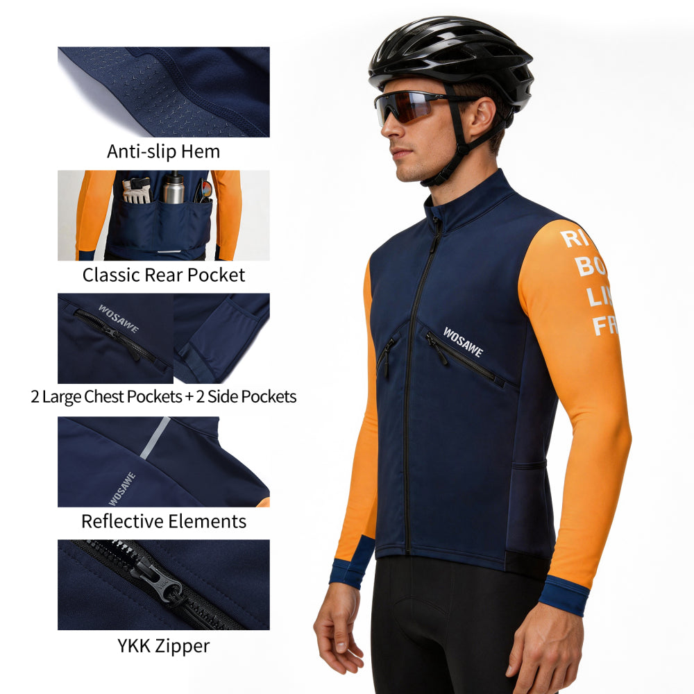 Men’s Thermal Cycling Jacket – Fleece-Lined with Windproof Front