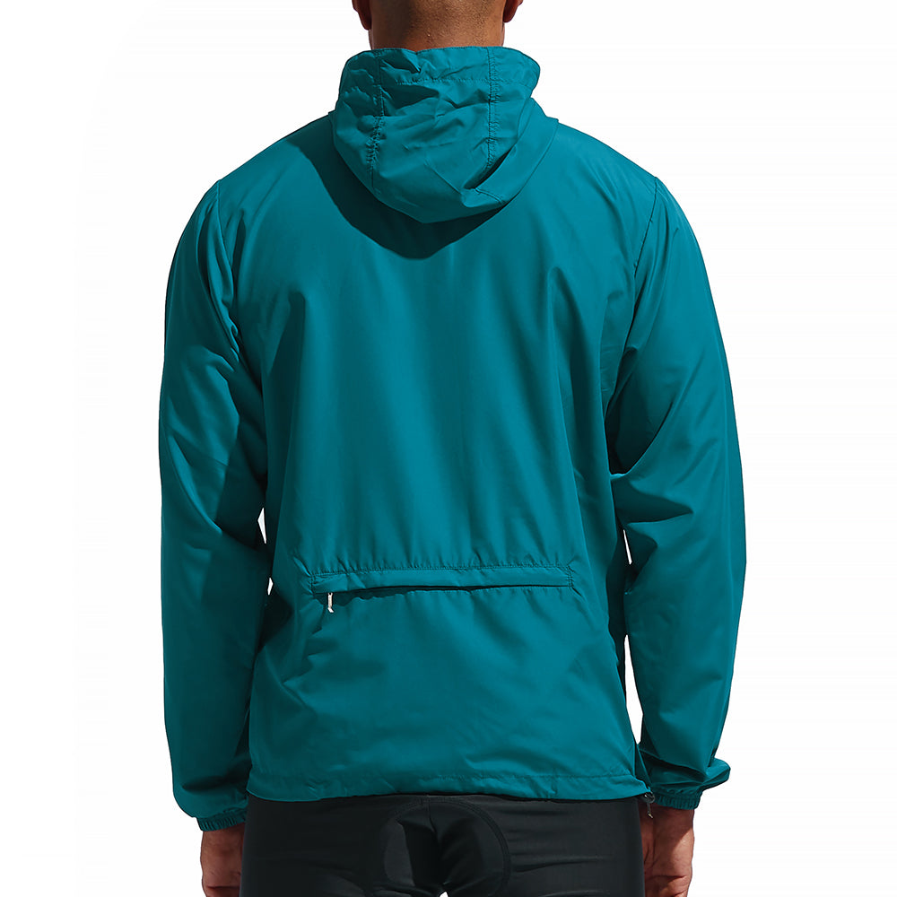 Men’s Windproof Hooded Cycling Jacket Half-Zip Sports Windbreaker