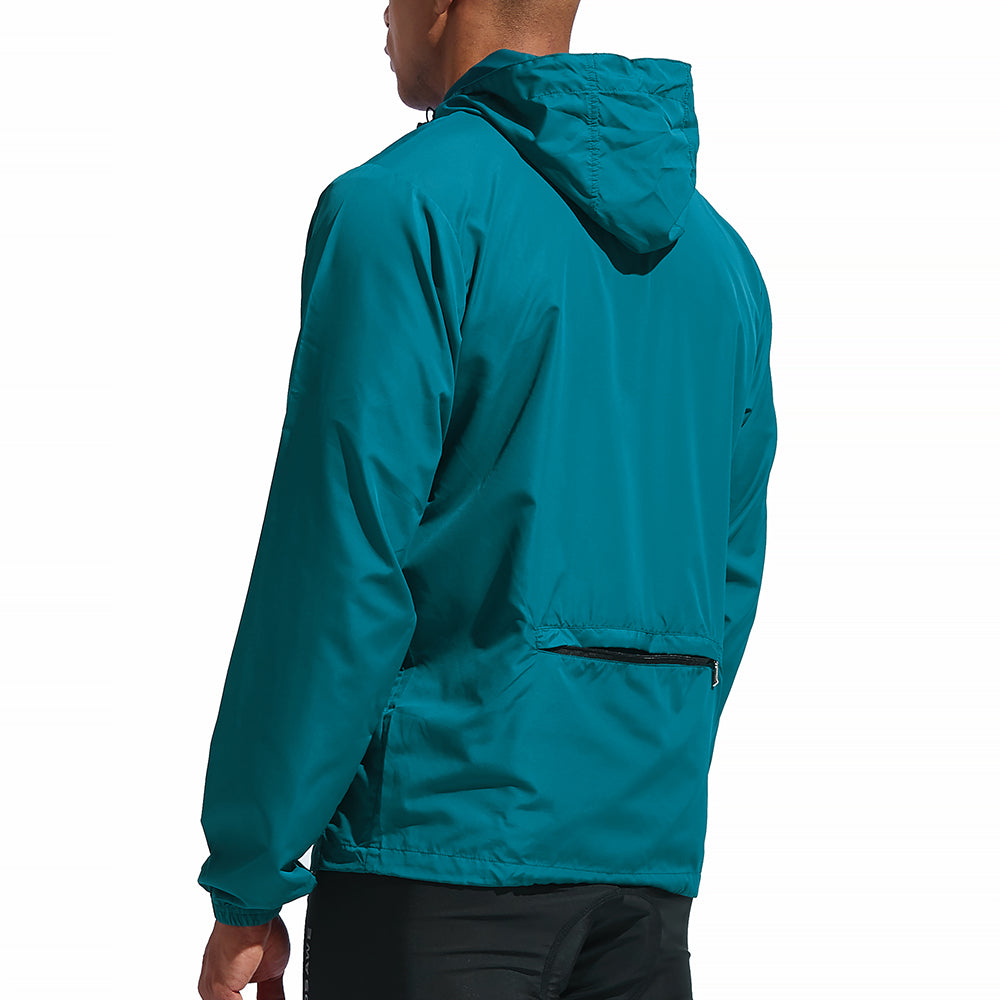 Men’s Windproof Hooded Cycling Jacket Half-Zip Sports Windbreaker