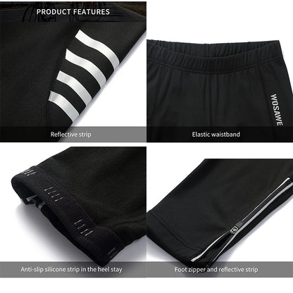 Men’s Winter Fleece Padded Cycling Tights – Warm Road Bike Pants