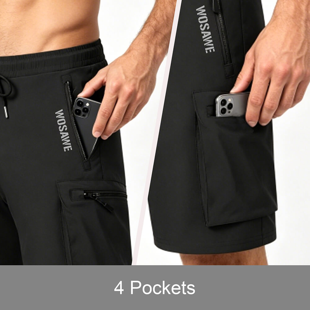 Men’s 2-in-1 MTB Cycling Shorts with 4D Padding & Cargo Pockets