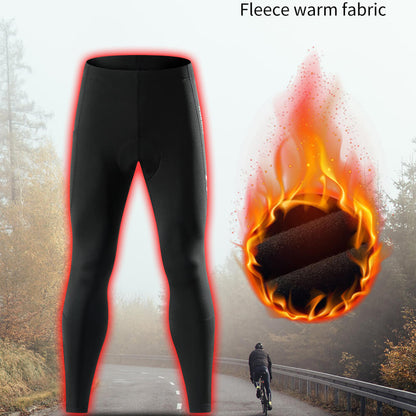 Men’s Winter Fleece Padded Cycling Tights – Warm Road Bike Pants