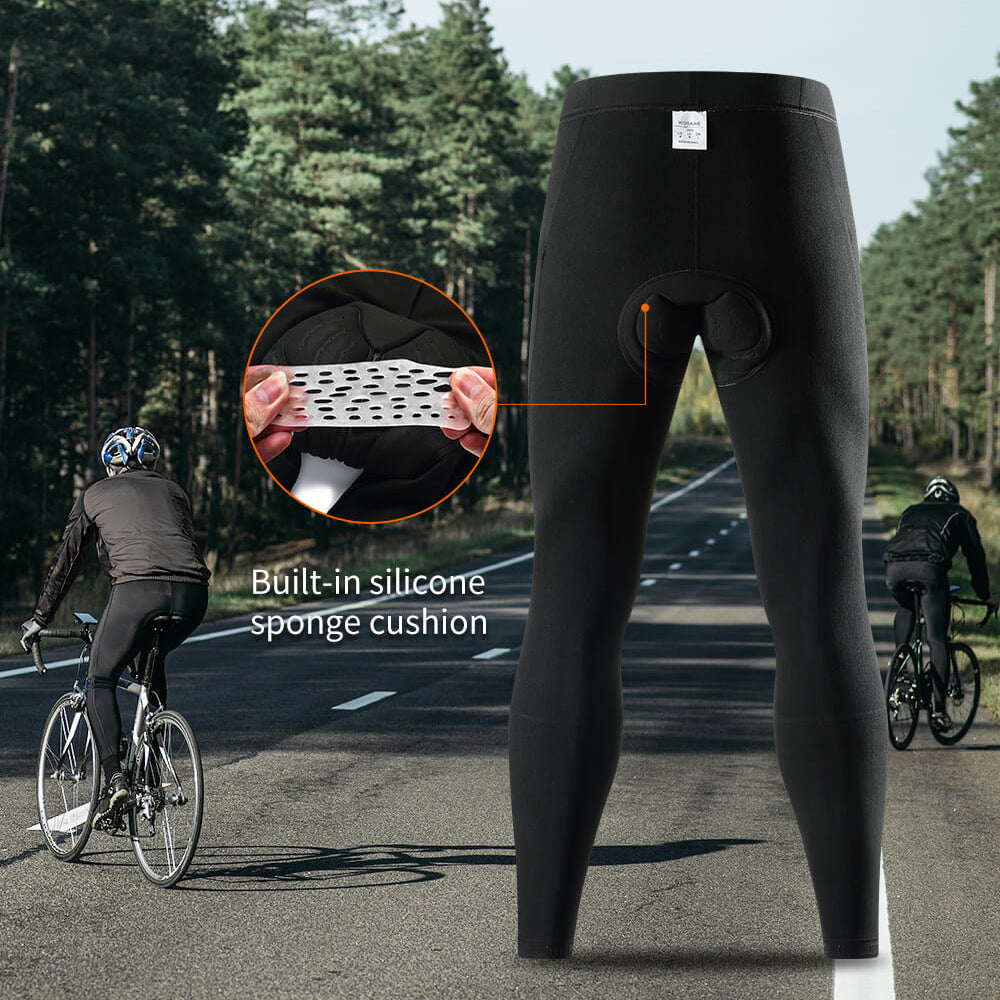 Men’s Winter Fleece Padded Cycling Tights – Warm Road Bike Pants