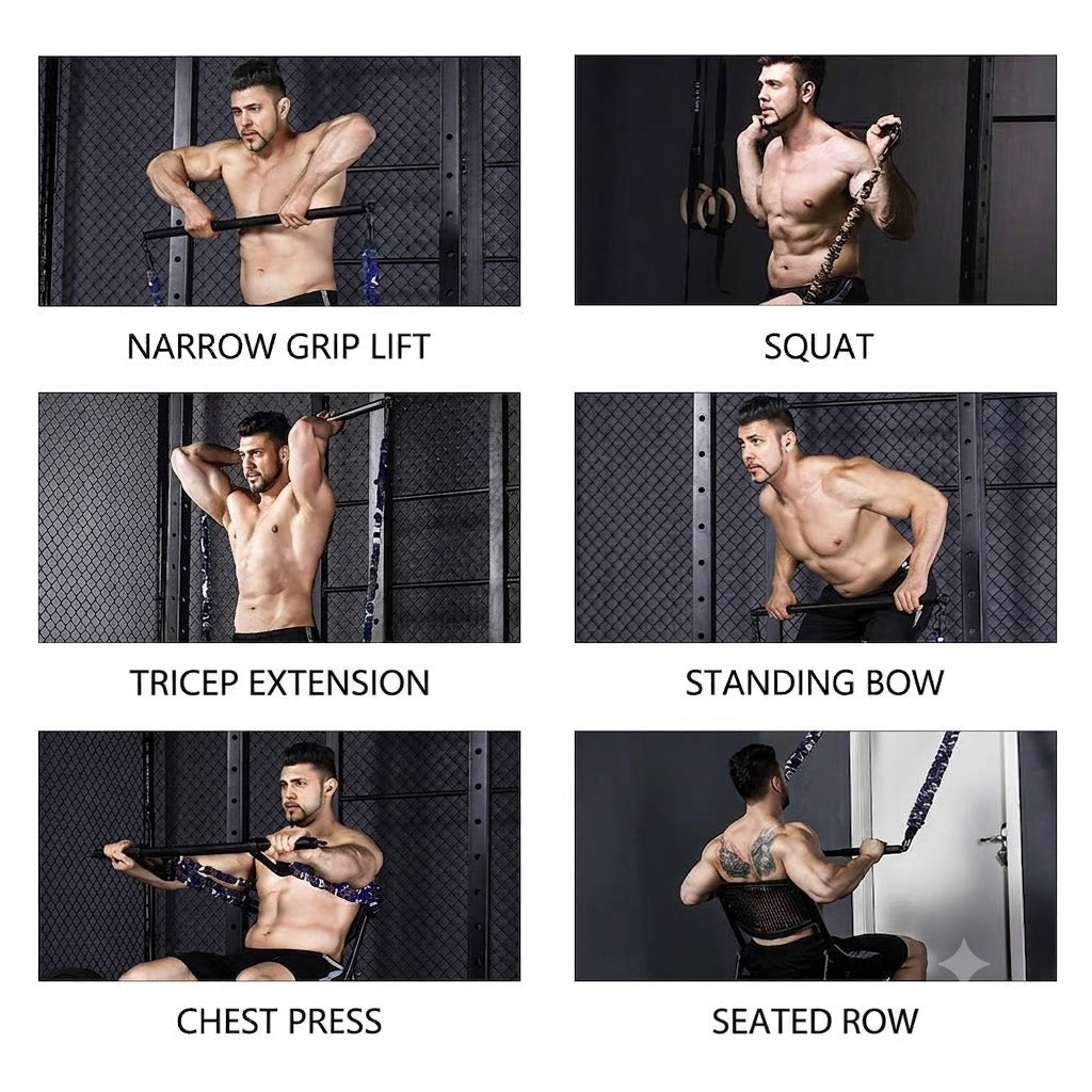 Multifunctional Resistance Band Set with Detachable Bar