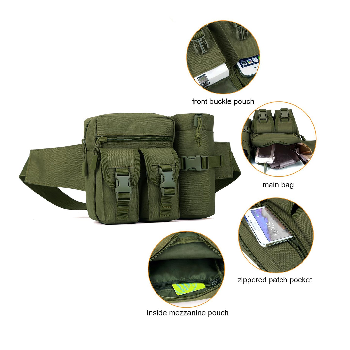 Multifunctional Tactical Waist Bag with Water Bottle Holder for Outdoor Activities