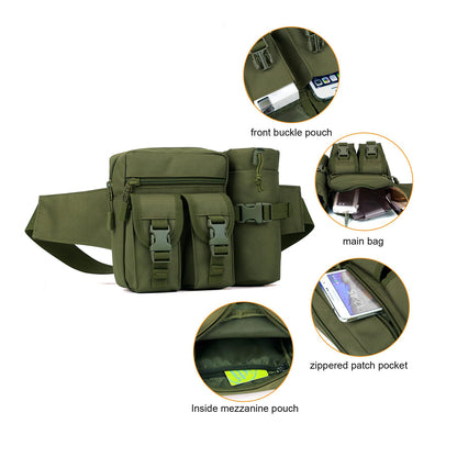 Multifunctional Tactical Waist Bag with Water Bottle Holder for Outdoor Activities