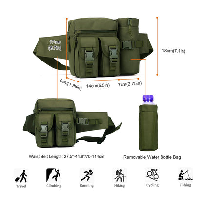 Multifunctional Tactical Waist Bag with Water Bottle Holder for Outdoor Activities
