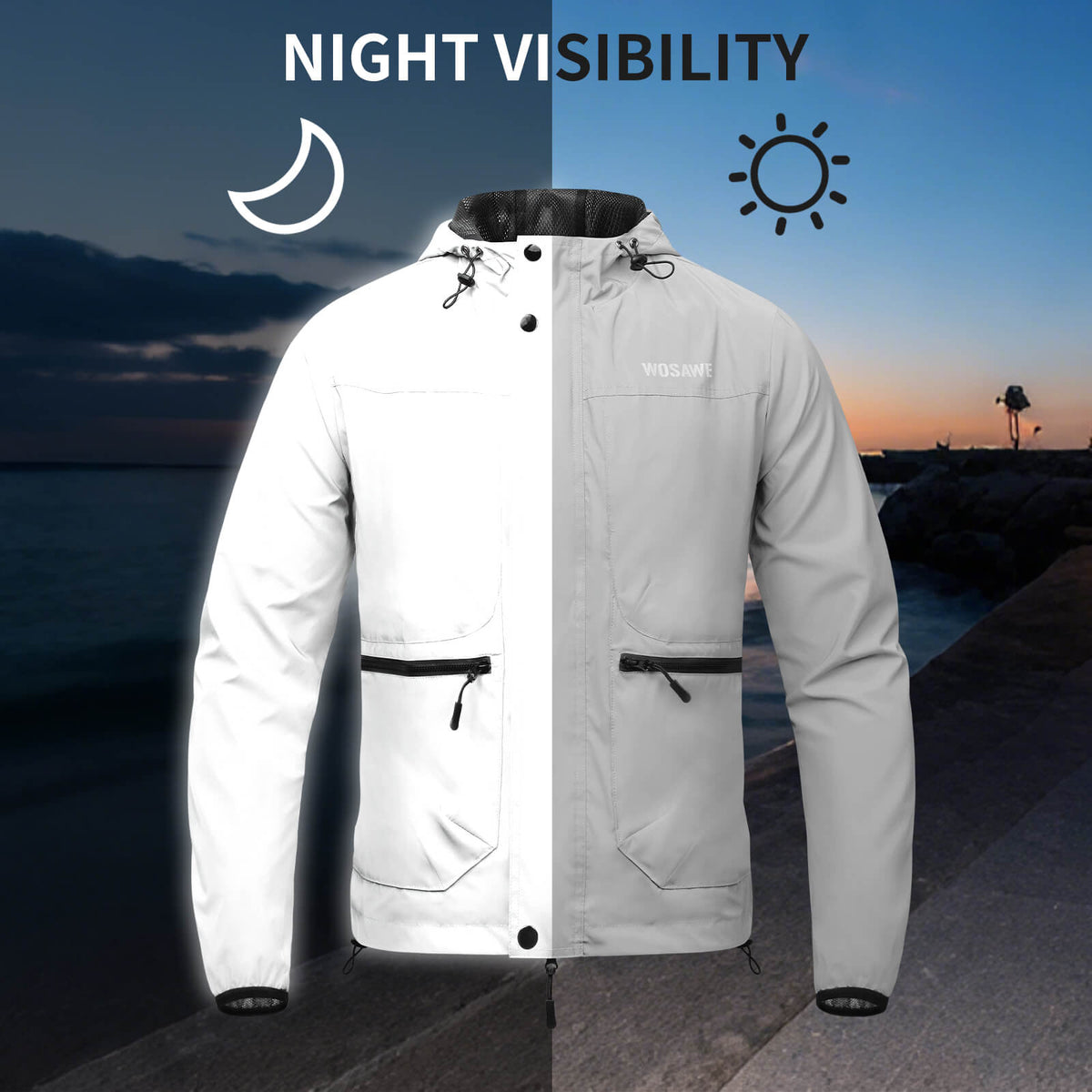 Reflective Cycling Jacket with Hood – Windproof & Water-Repellent for Men and Women