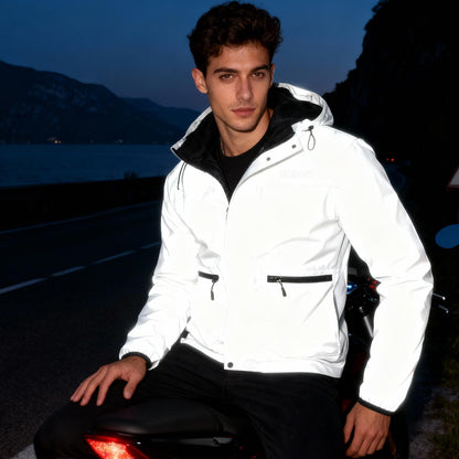 Reflective Cycling Jacket with Hood – Windproof & Water-Repellent for Men and Women