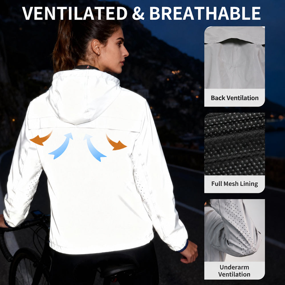 Reflective Cycling Jacket with Hood – Windproof & Water-Repellent for Men and Women