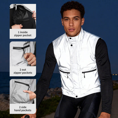 Reflective Cycling Vest – Windproof, Water-Repellent, Breathable, Adjustable Hem