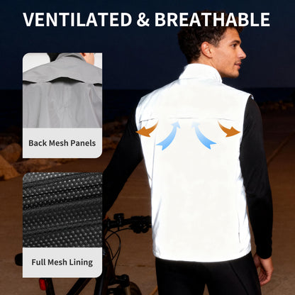 Reflective Cycling Vest – Windproof, Water-Repellent, Breathable, Adjustable Hem