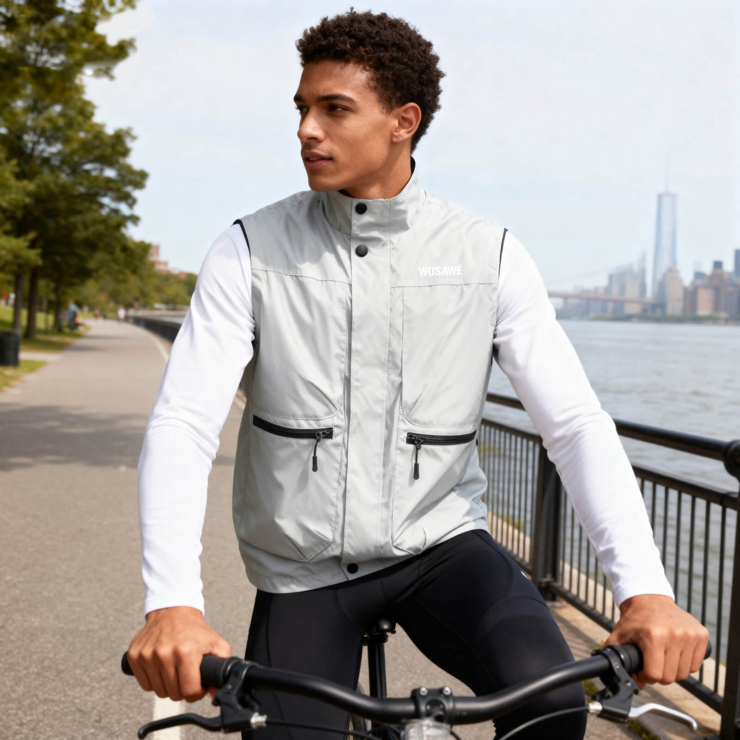 Reflective Cycling Vest – Windproof, Water-Repellent, Breathable, Adjustable Hem