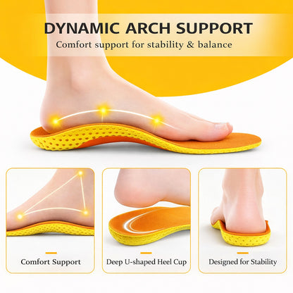Shock Absorbing Insoles with Arch Support – Breathable EVA Design & Deep Heel Stability