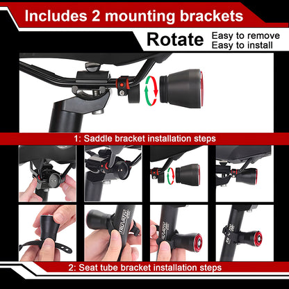 Smart USB Rechargeable Bike Tail Light with Brake Sensor