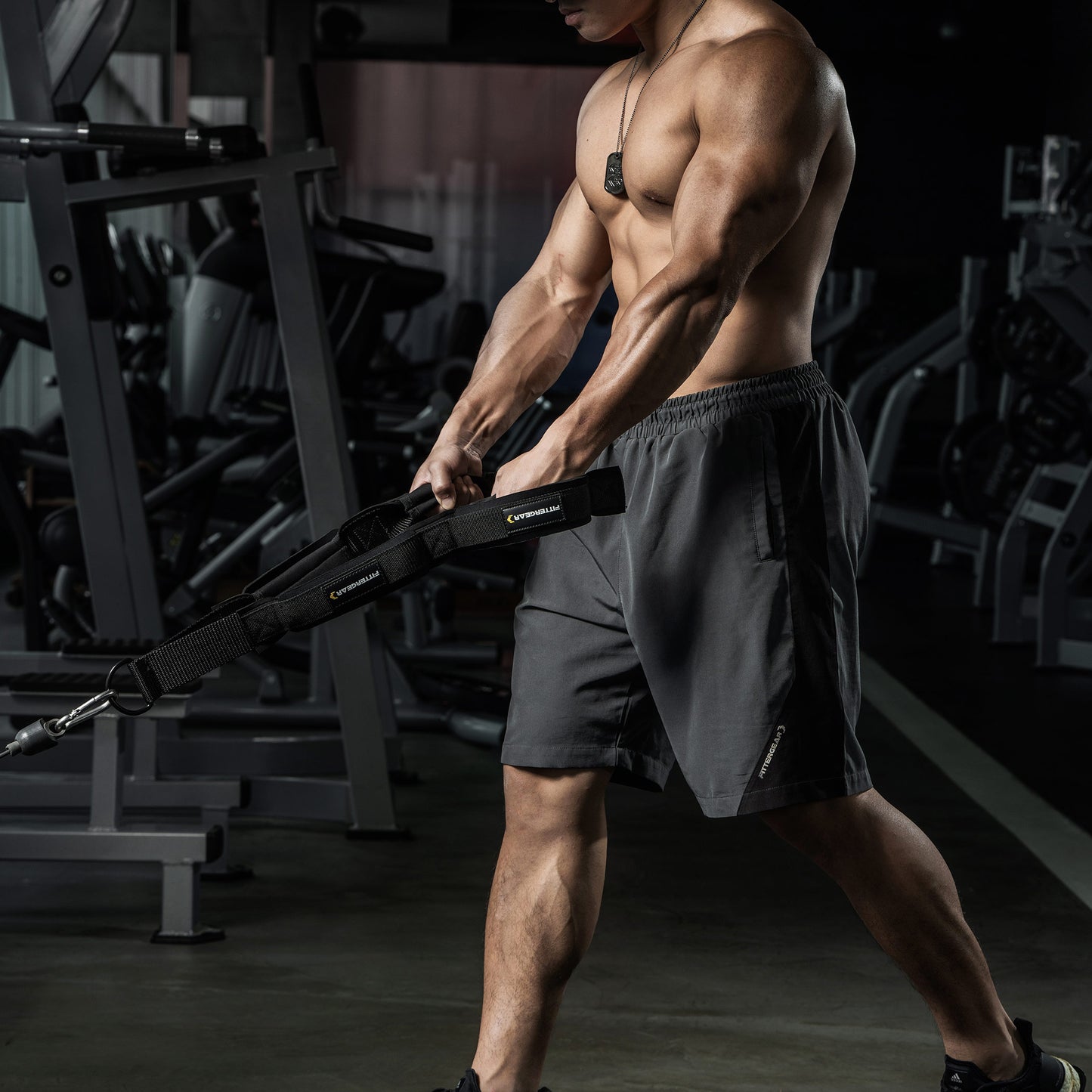 Tricep Rope Pushdown Cable Attachment with Carabiner