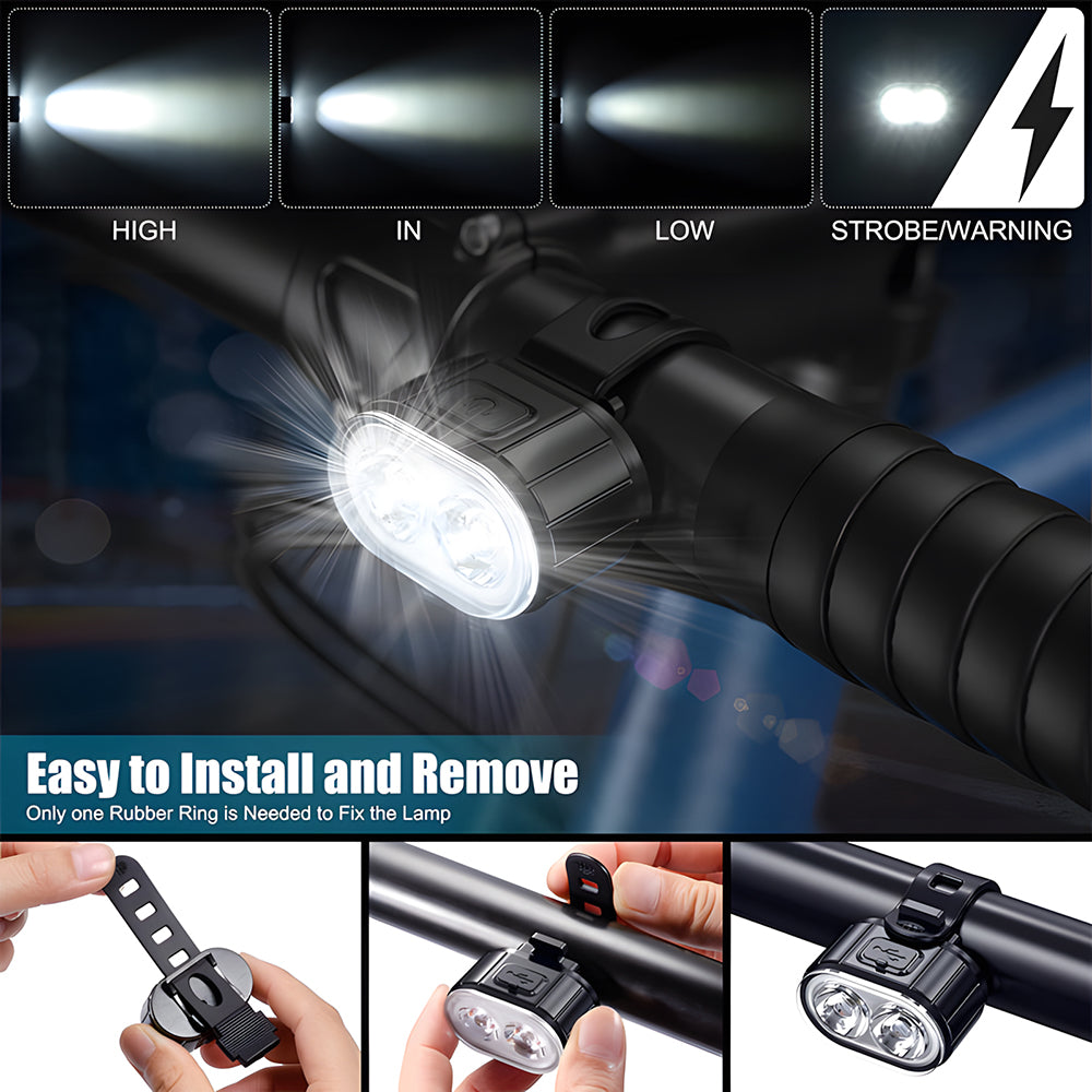 USB Rechargeable Bike Light Set – Waterproof Headlight and Taillight for Bikes