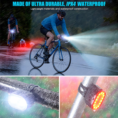 USB Rechargeable Bike Light Set – Waterproof Headlight and Taillight for Bikes