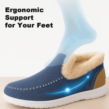 Warm Wool-Lined Winter Slippers – Non-Slip Indoor Outdoor House Shoes