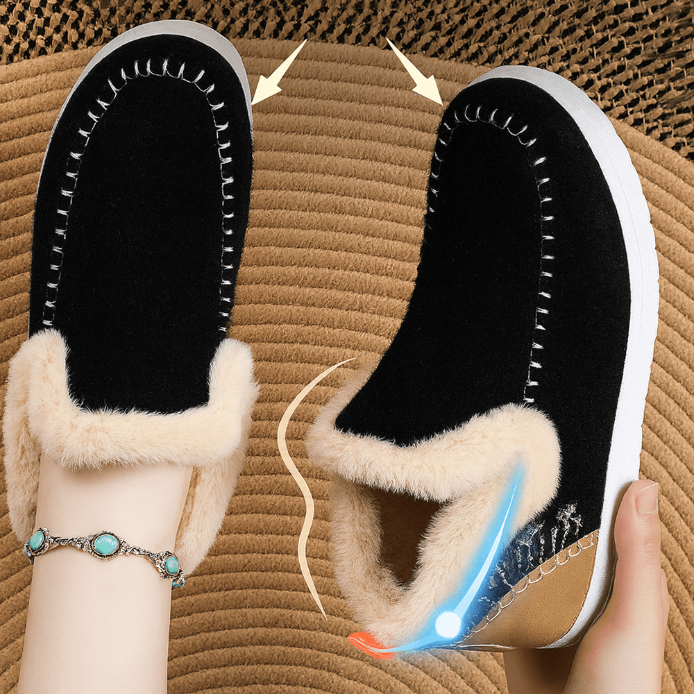 Warm Wool-Lined Winter Slippers – Non-Slip Indoor Outdoor House Shoes