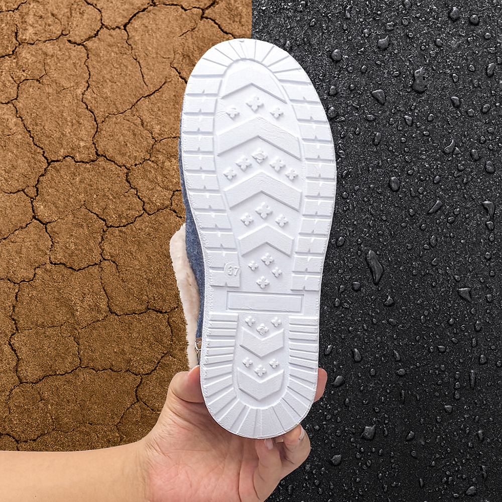 Warm Wool-Lined Winter Slippers – Non-Slip Indoor Outdoor House Shoes