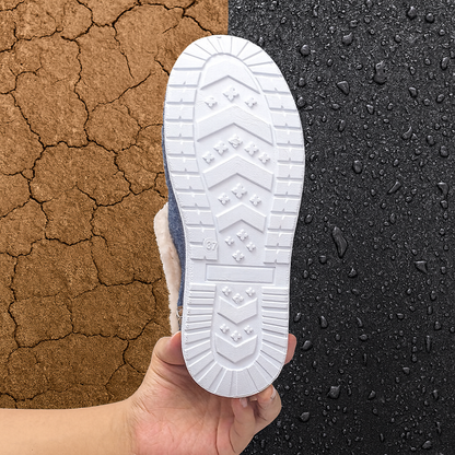 Warm Wool-Lined Winter Slippers – Non-Slip Indoor Outdoor House Shoes