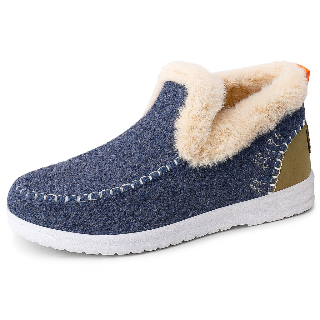 Warm Wool-Lined Winter Slippers – Non-Slip Indoor Outdoor House Shoes
