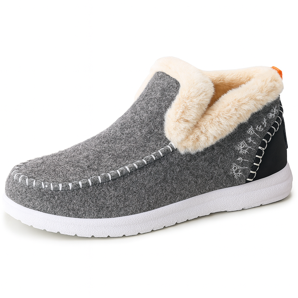 Warm Wool-Lined Winter Slippers – Non-Slip Indoor Outdoor House Shoes