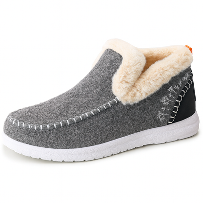 Warm Wool-Lined Winter Slippers – Non-Slip Indoor Outdoor House Shoes