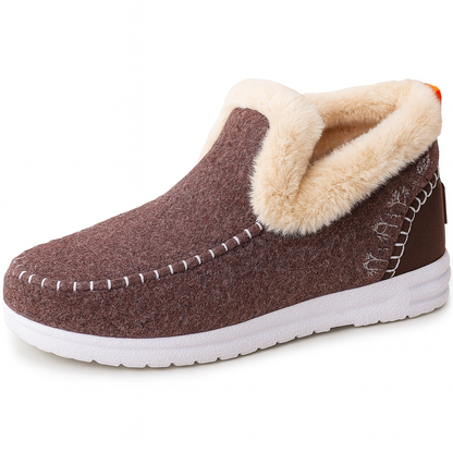 Warm Wool-Lined Winter Slippers – Non-Slip Indoor Outdoor House Shoes