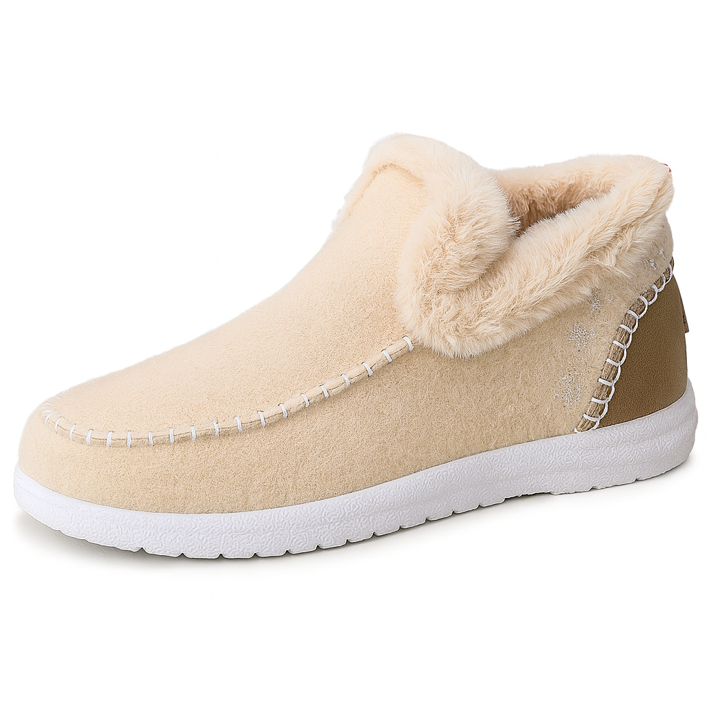 Warm Wool-Lined Winter Slippers – Non-Slip Indoor Outdoor House Shoes