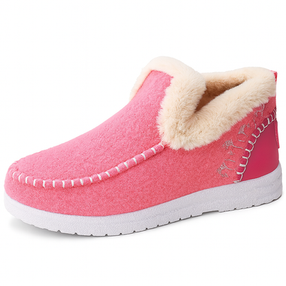Warm Wool-Lined Winter Slippers – Non-Slip Indoor Outdoor House Shoes