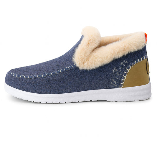 Warm Wool-Lined Winter Slippers – Non-Slip Indoor Outdoor House Shoes