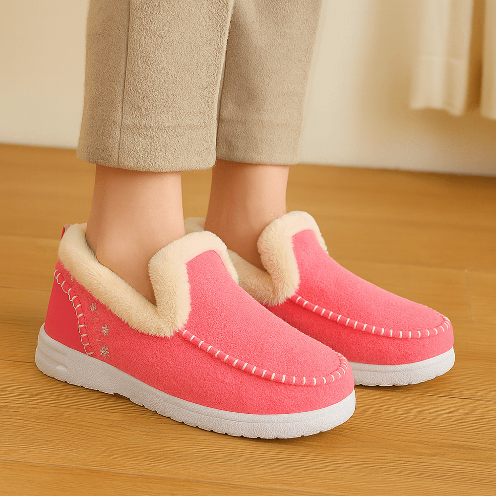 Warm Wool-Lined Winter Slippers – Non-Slip Indoor Outdoor House Shoes