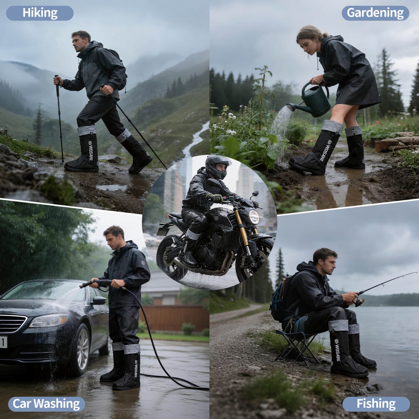 Waterproof Tall Rain Shoe Covers – Anti-Slip Overshoes for Cycling & Outdoor Use