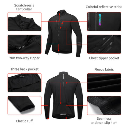 Winter Fleece Cycling Jacket for Men & Women – Reflective Design, Multiple Pockets