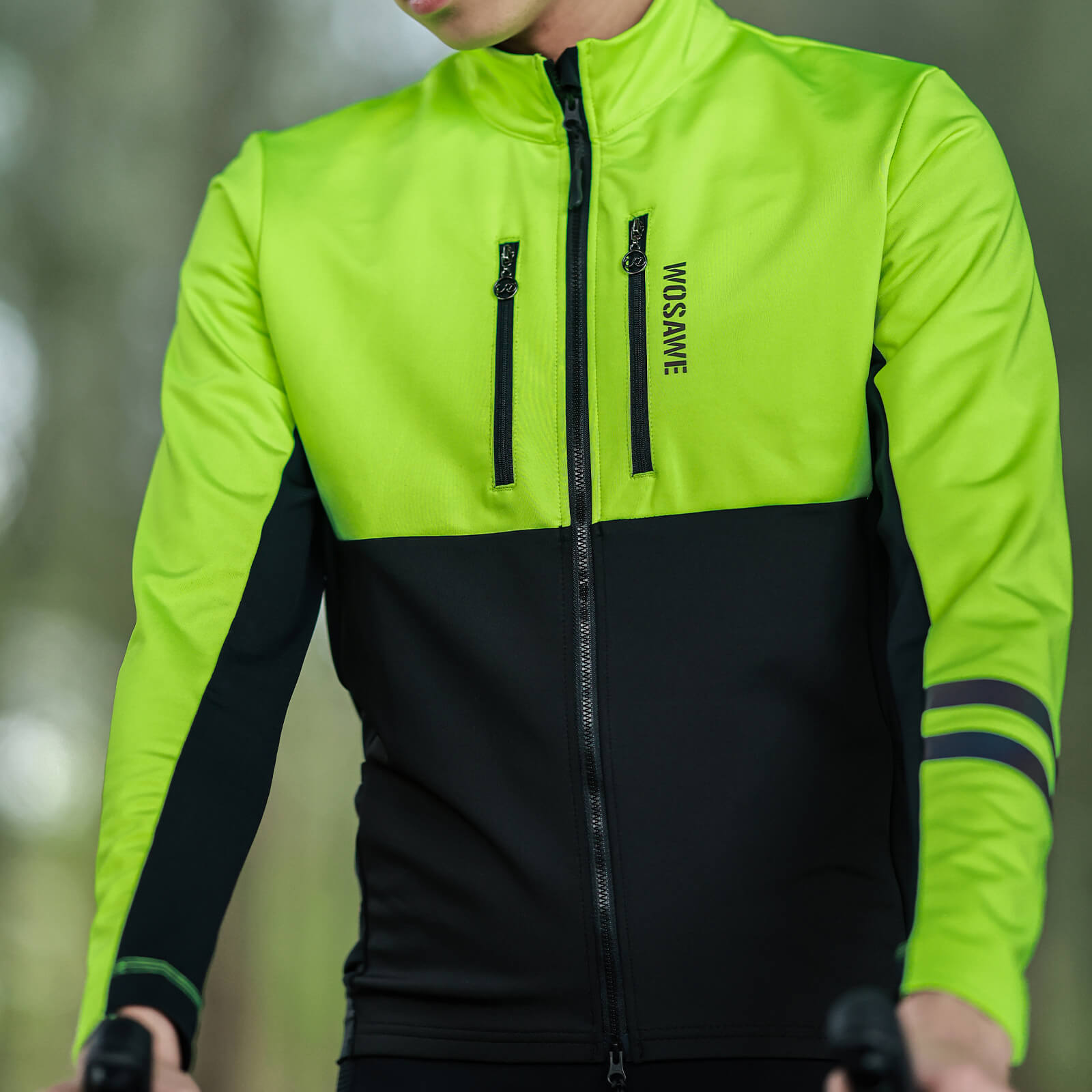 Winter Fleece Cycling Jacket for Men & Women – Reflective Design, Multiple Pockets