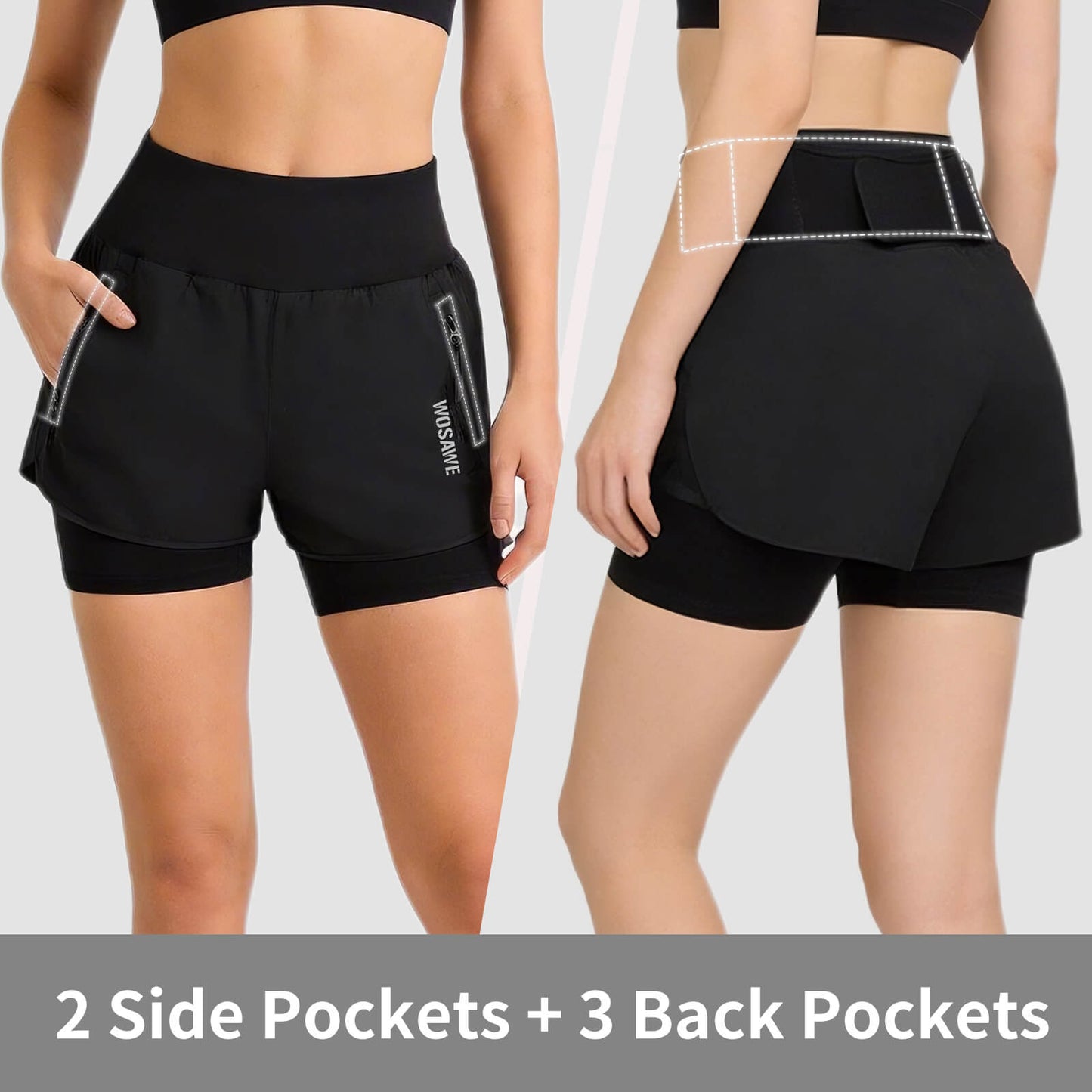 Women’s 2-in-1 Cycling Shorts with 4D Padding – Quick-Dry MTB Bike Shorts