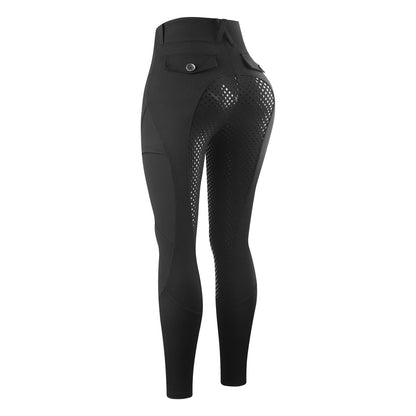 Women’s Full Seat Riding Breeches with Pockets – High Waist Stretch Equestrian Pants