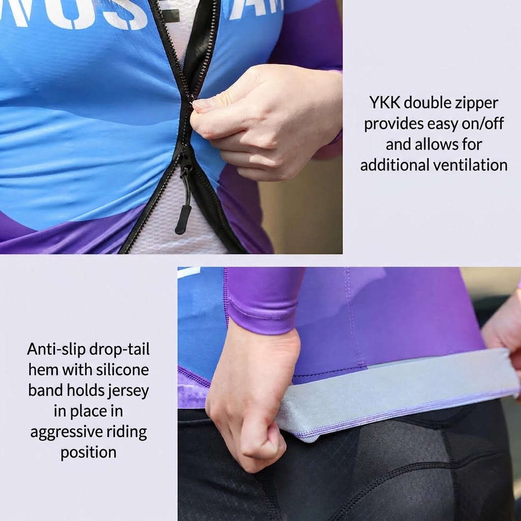 Women’s Long Sleeve Cycling Jersey – Breathable Bike Jersey with 3 Rear Pockets