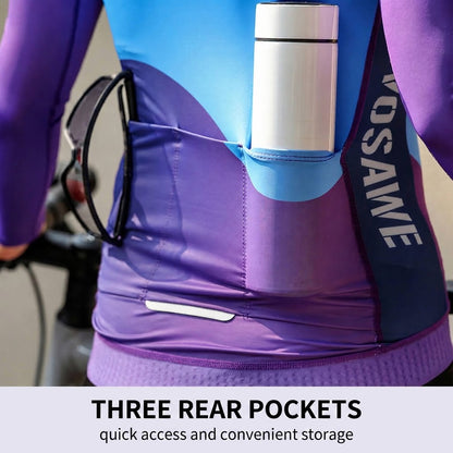 Women’s Long Sleeve Cycling Jersey – Breathable Bike Jersey with 3 Rear Pockets