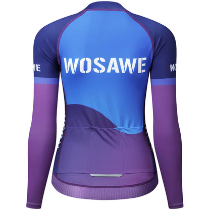 Women’s Long Sleeve Cycling Jersey – Breathable Bike Jersey with 3 Rear Pockets