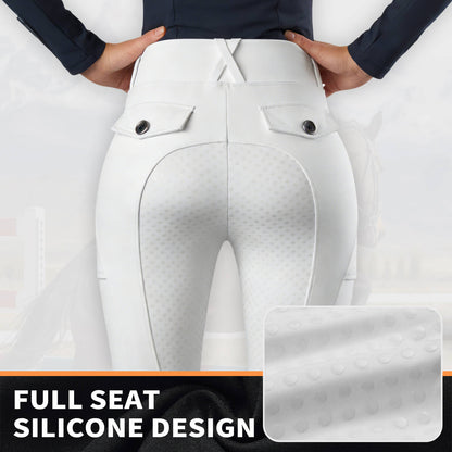 Women’s Full Seat Riding Breeches with Pockets – High Waist Stretch Equestrian Pants
